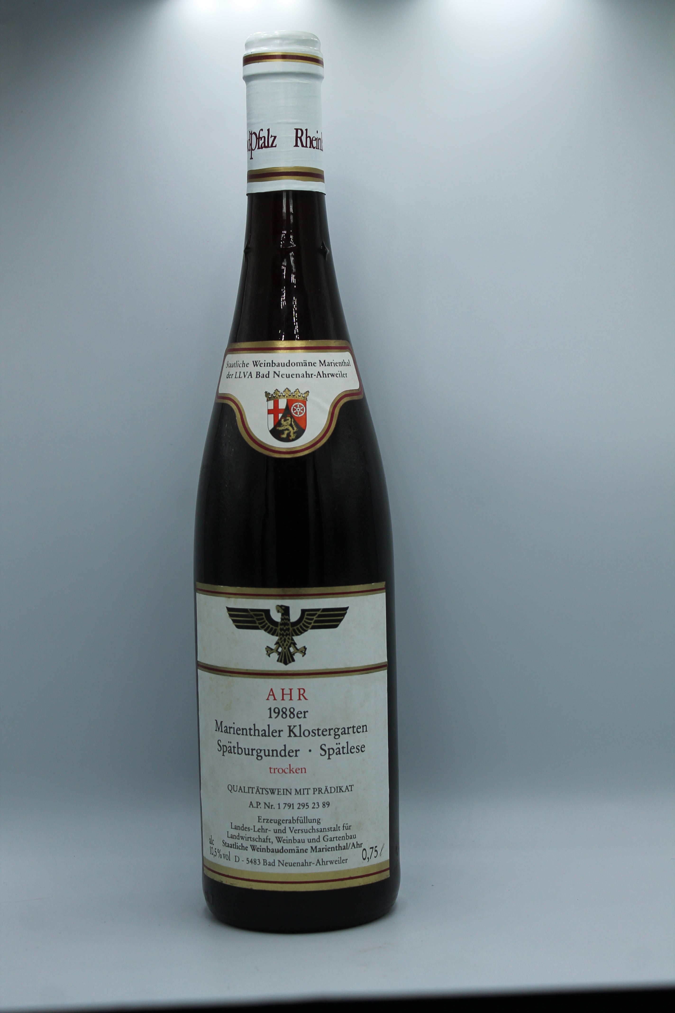 1988 Staatliche Weinbaudomäne Marienthal, Spätburgunder, Marienthaler Klostergarten, Spätlese
