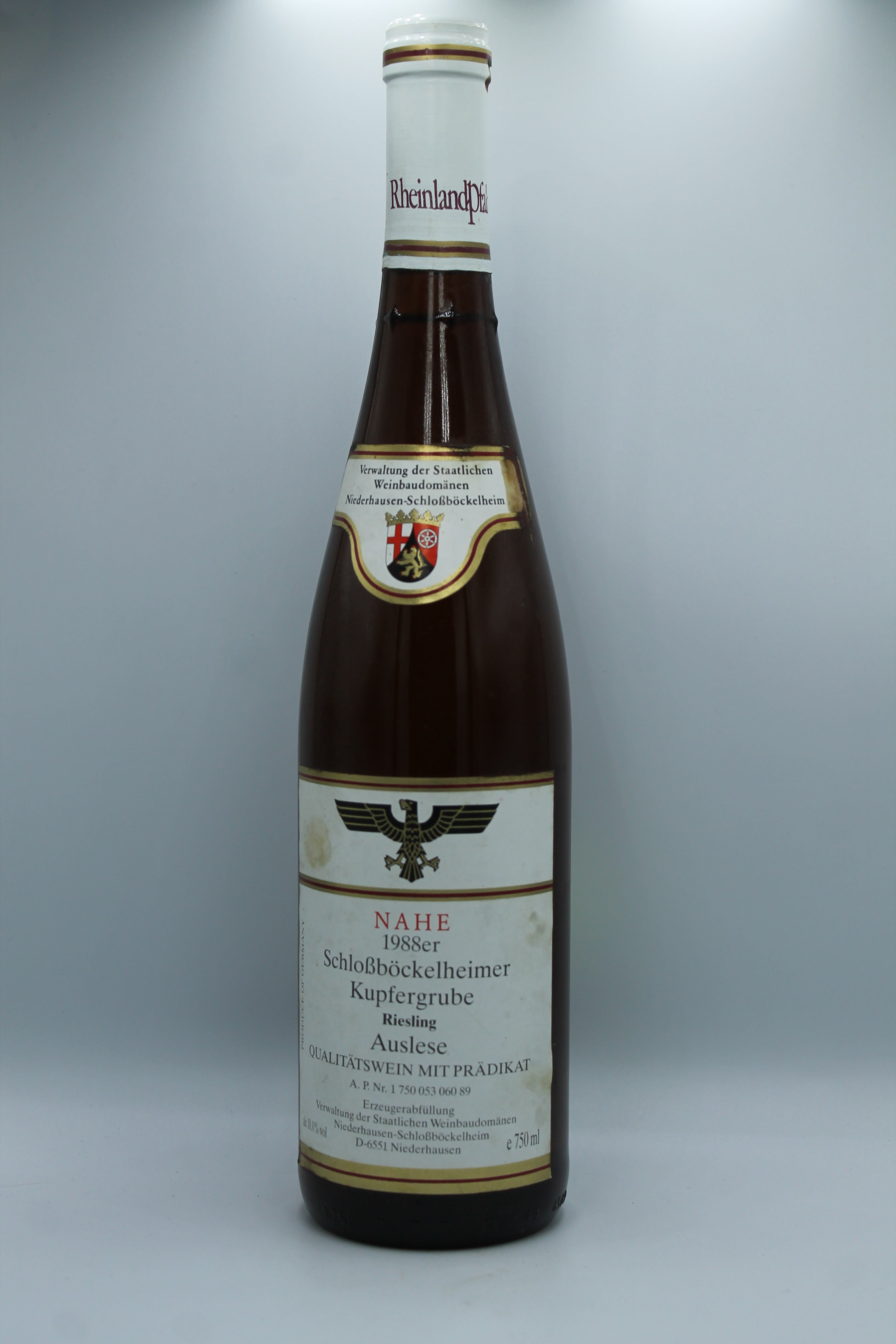 1988 Verwaltung der Staatlichen Weinbaudomänen, Riesling, Schlossböckelheimer Kupfergrube, Auslese