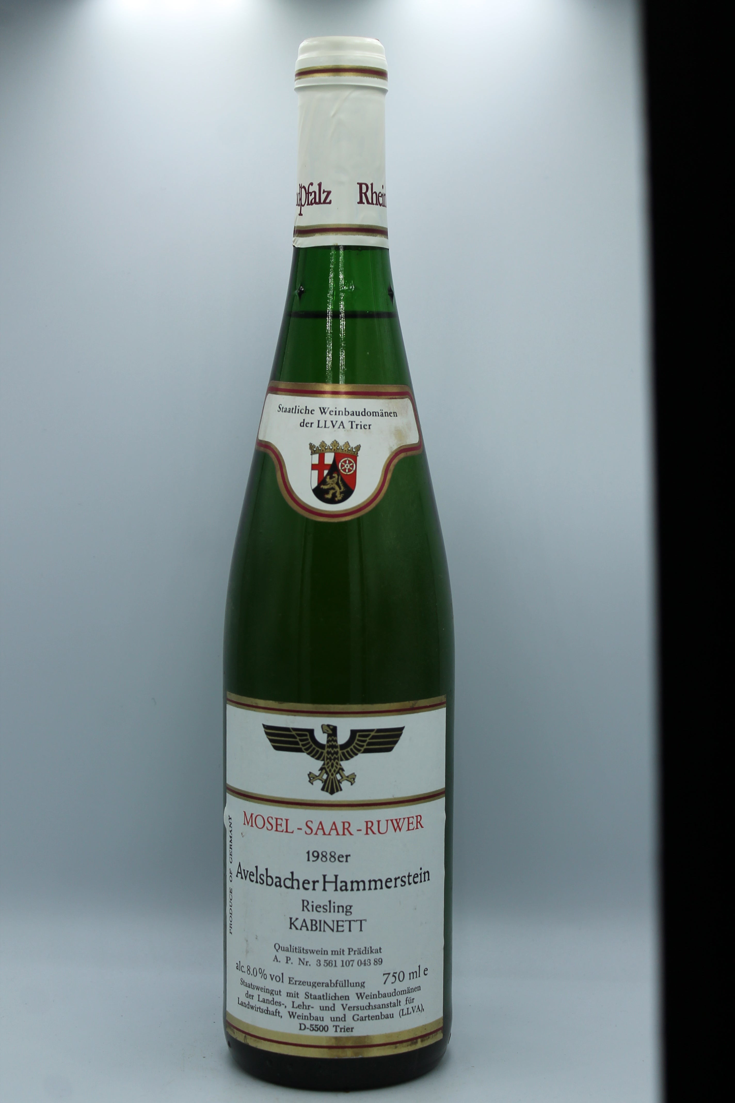 1988 Staatliche Weinbaudomäne der LLVA Trier, Riesling, Avelsbacher Hammerstein, Kabinett